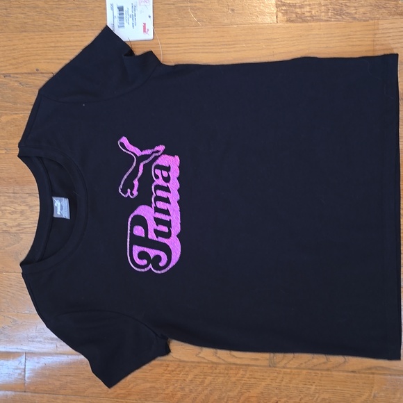 PUMA BRAND SIGNATURE GIRL'S BLACK SHORT SLEEVES TEE SHIRT SIZE XL (16) - Picture 1 of 9